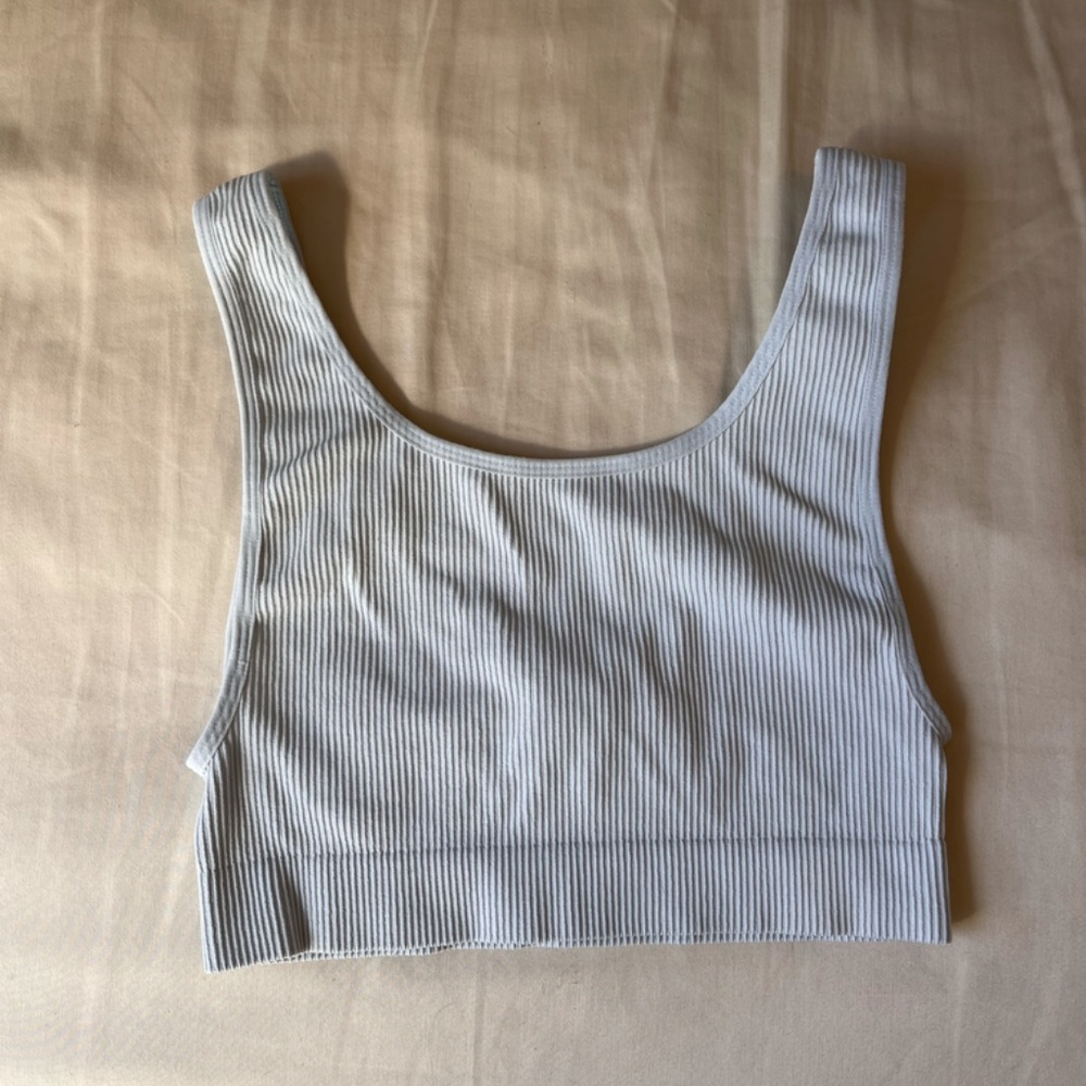 Aritzia Sunday Best Seamless Ribbed Bra Light Blue